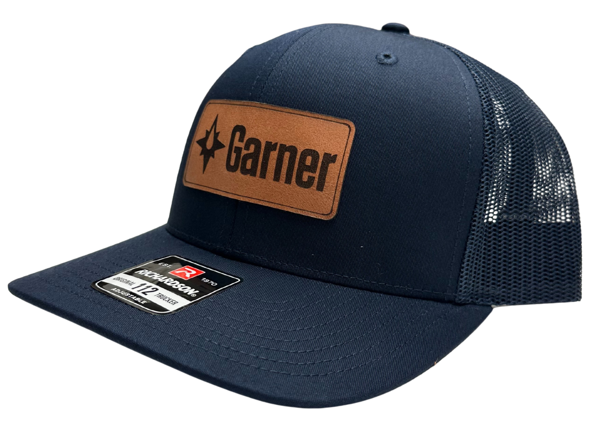 Garner Leather Patch Hat - Navy