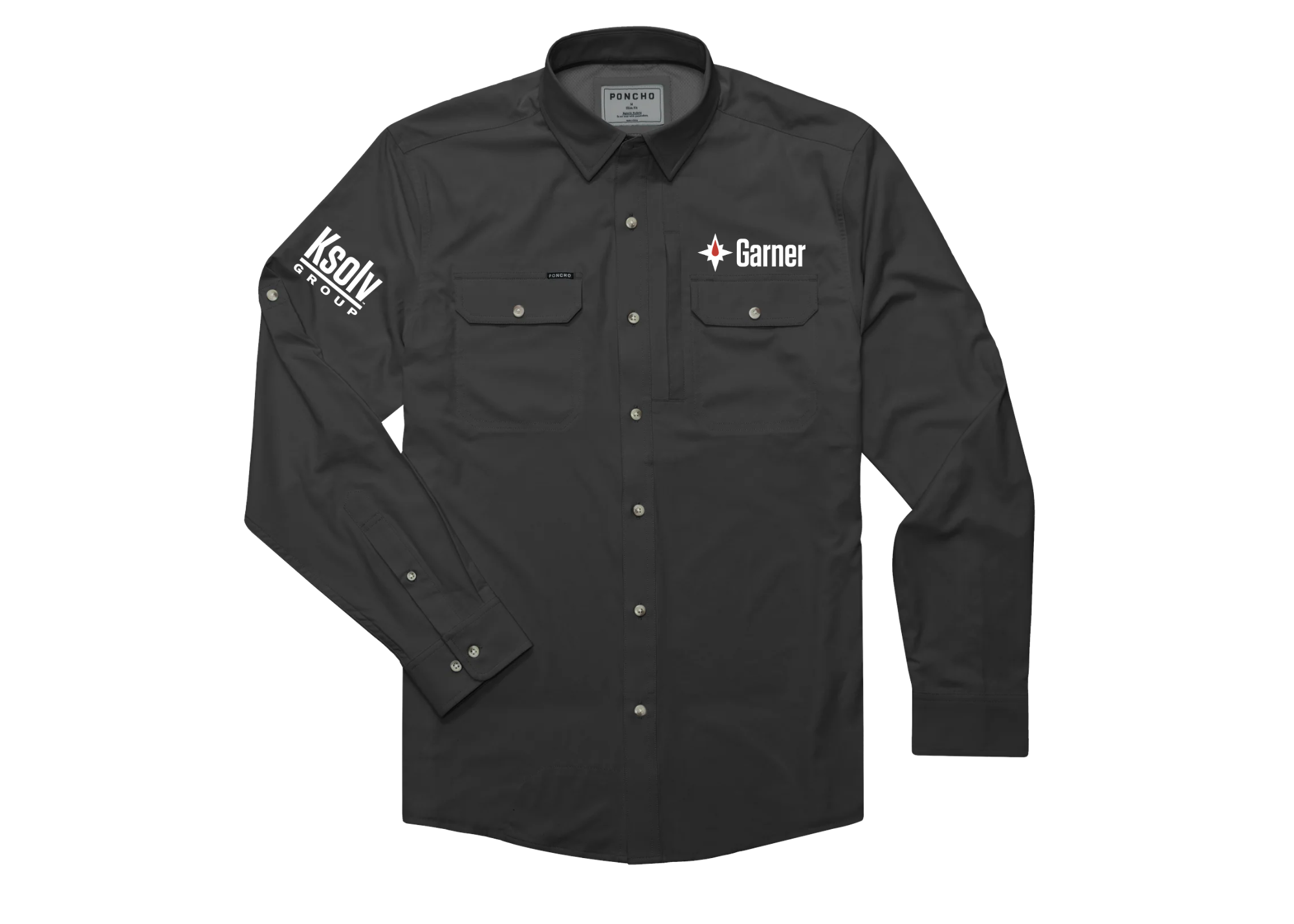 Long Sleeve Garner Poncho Shirt - Black