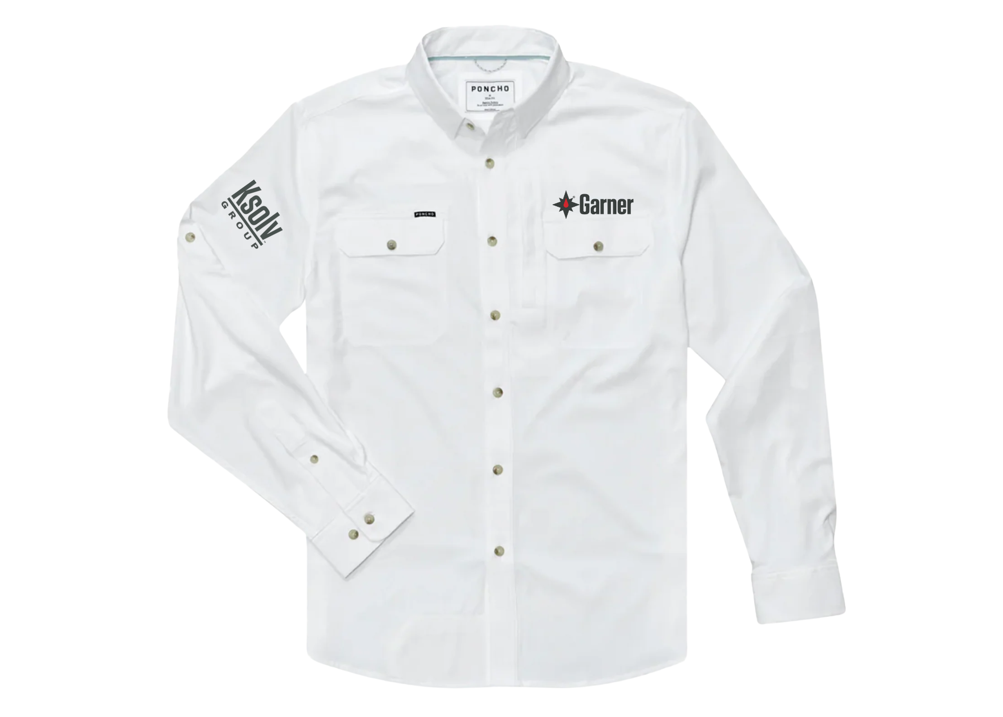 Long Sleeve Garner Poncho Shirt - White