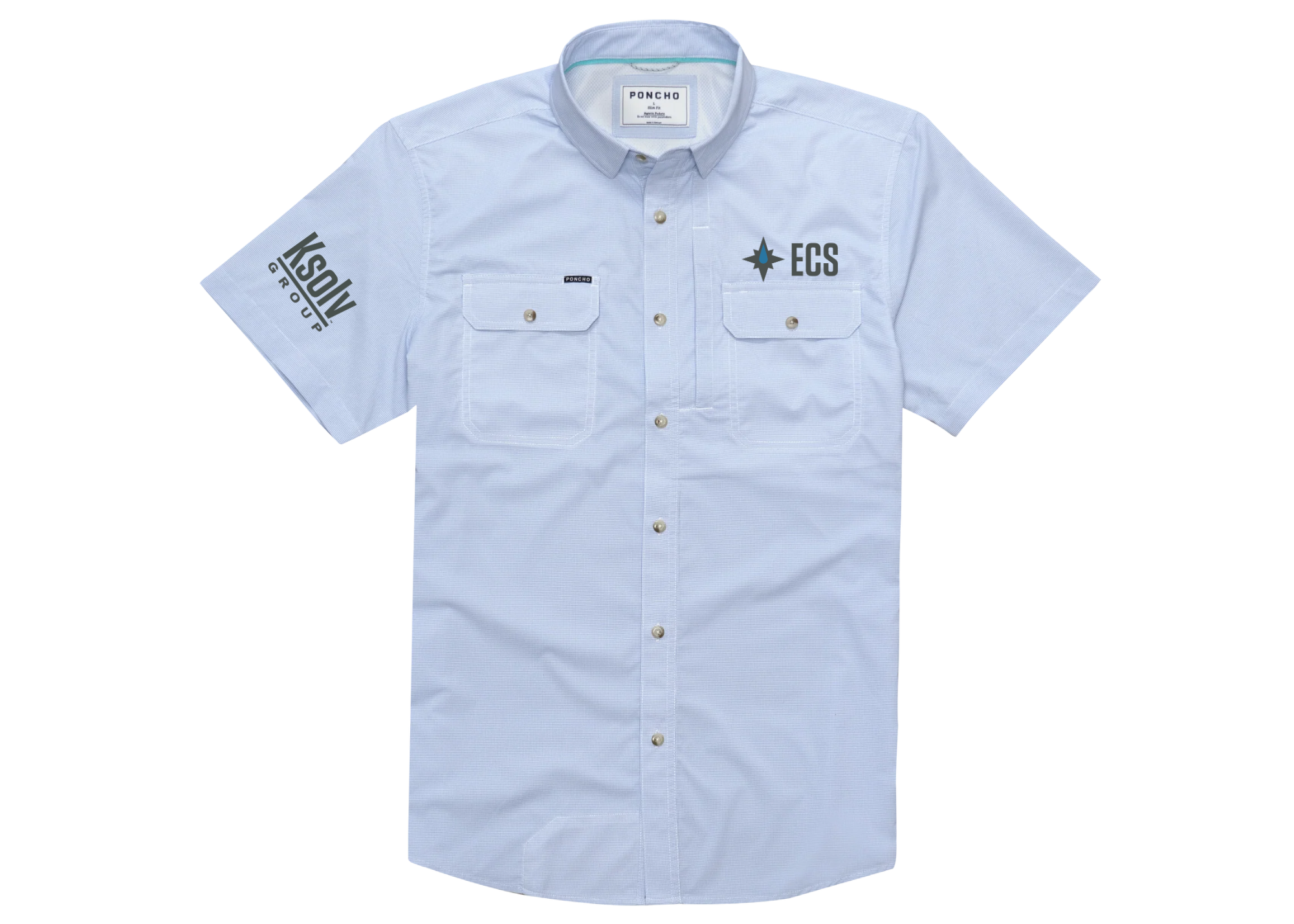 Short Sleeve ECS Poncho Shirt - Blue/White Checkered