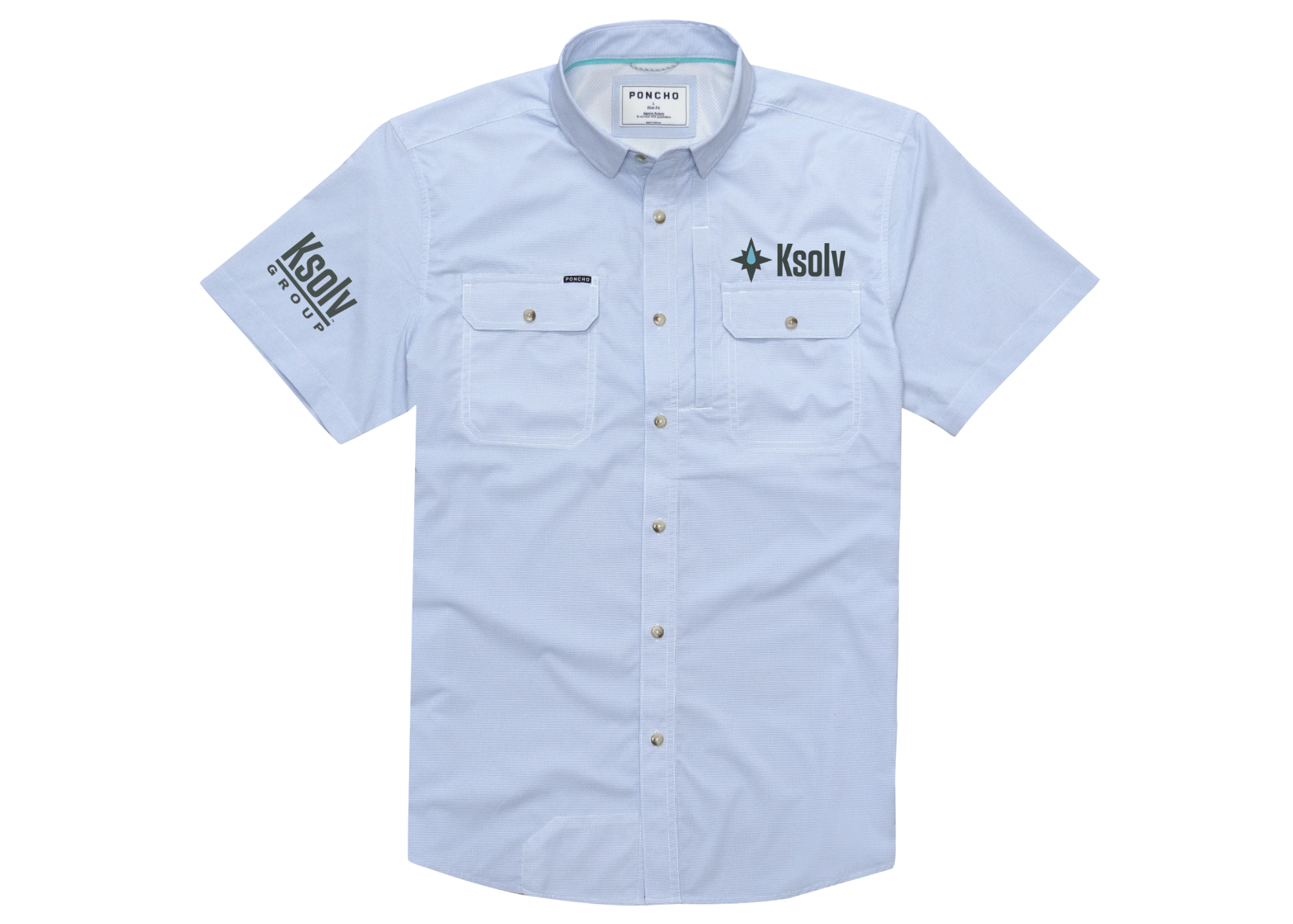 Short Sleeve K-Solv Poncho Shirt - Blue/White Checkered